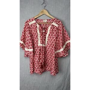 Women’s Kate Spade Medium Pink Floral Butterfly Sleeve Shirt 100% Silk